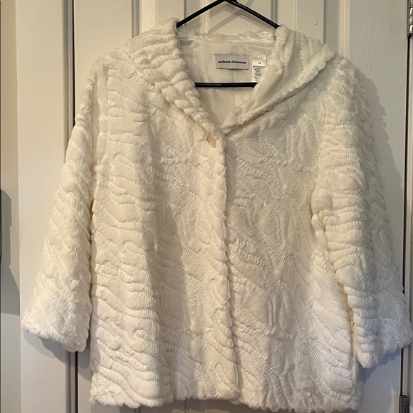 Alfred Dunner White Formal Elegant  Teddy Jacket USED size 14 - Picture 5 of 11